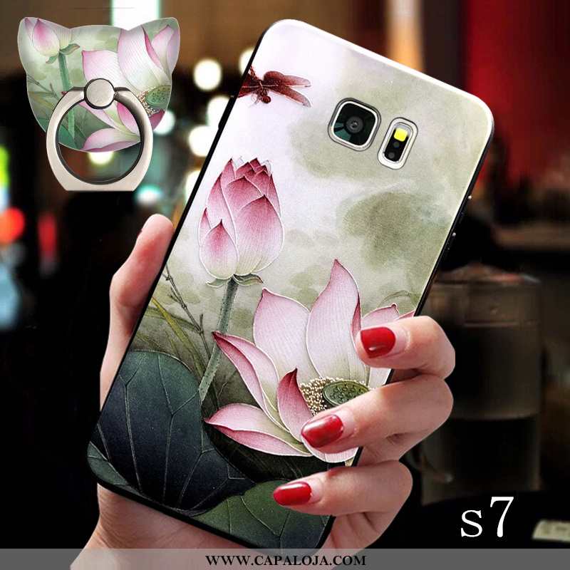 Capas Samsung Galaxy S7 Soft Suporte Fosco Frente Azul, Capa Samsung Galaxy S7 Protetoras Baratas