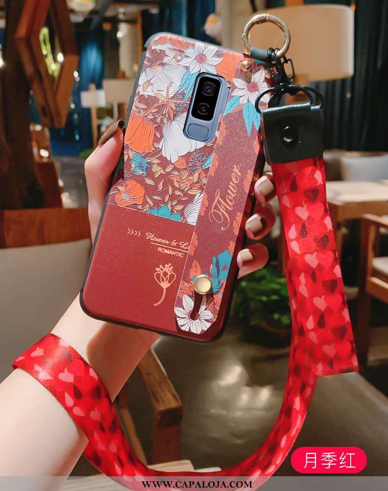 Capas Samsung Galaxy S9+ Protetoras Pu Feminino Retro Vermelho, Capa Samsung Galaxy S9+ Silicone Bar