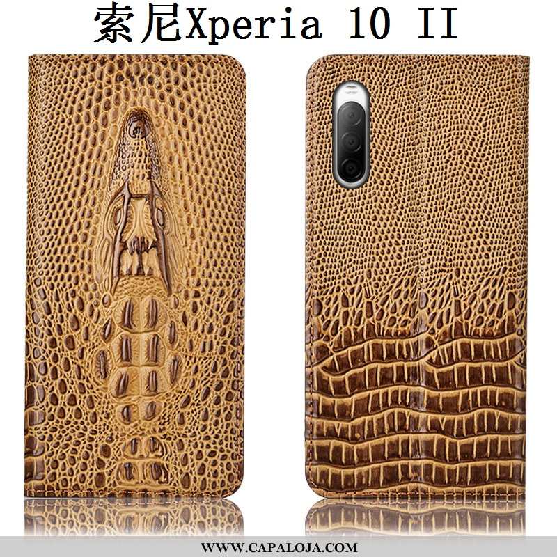 Capas Sony Xperia 10 Ii Couro Legitimo Crocs Cover Azul, Capa Sony Xperia 10 Ii Protetoras Baratas