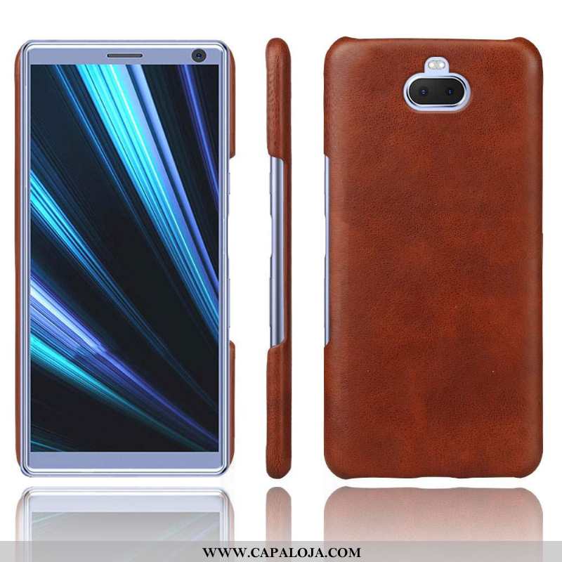 Capas Sony Xperia 10 Plus Couro Telemóvel Cases Fosco Azul Escuro, Capa Sony Xperia 10 Plus Protetor