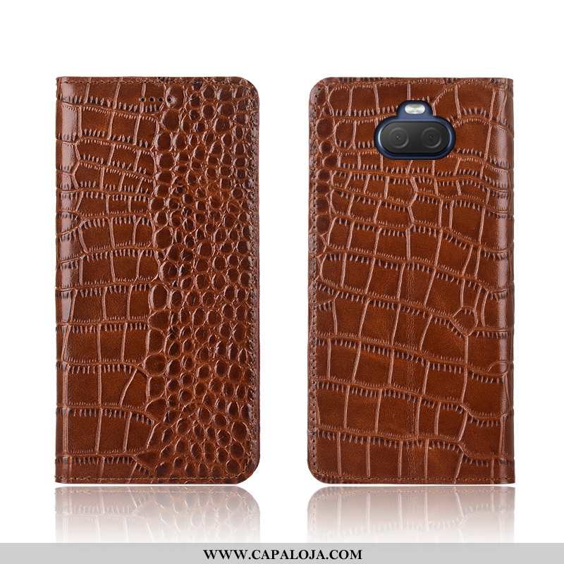 Capas Sony Xperia 10 Protetoras Couro Legitimo Couro Masculino Preto, Capa Sony Xperia 10 Silicone B