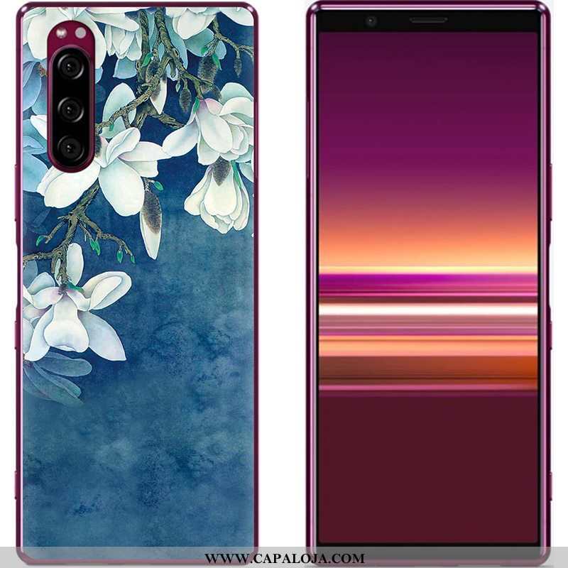 Capas Sony Xperia 5 Soft Azul Telemóvel Pano, Capa Sony Xperia 5 Criativas Venda