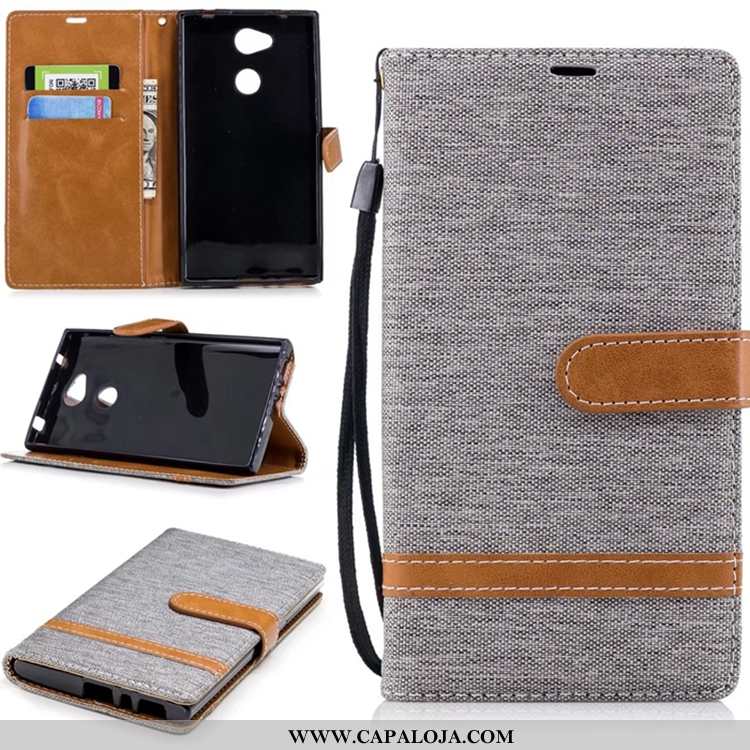 Capas Sony Xperia L2 Couro Cases Telemóvel Suporte Azul, Capa Sony Xperia L2 Carteira Baratos