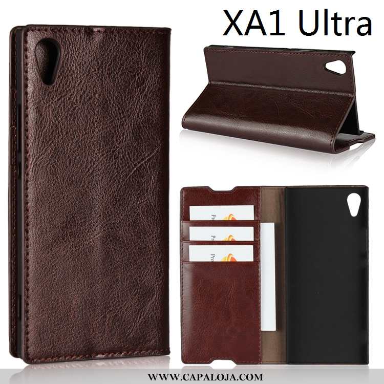 Capas Sony Xperia Xa1 Ultra Couro Telemóvel Cases Preto, Capa Sony Xperia Xa1 Ultra Couro Genuíno Ba
