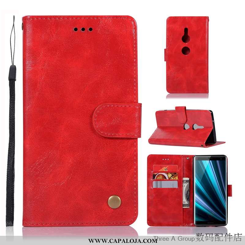 Capas Sony Xperia Xz3 Couro Casaco Simples Vermelho, Capa Sony Xperia Xz3 Protetoras Barato