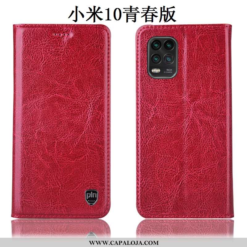 Capas Xiaomi Mi 10 Lite Couro Legitimo Cases Cover Telemóvel Vermelho, Capa Xiaomi Mi 10 Lite Protet