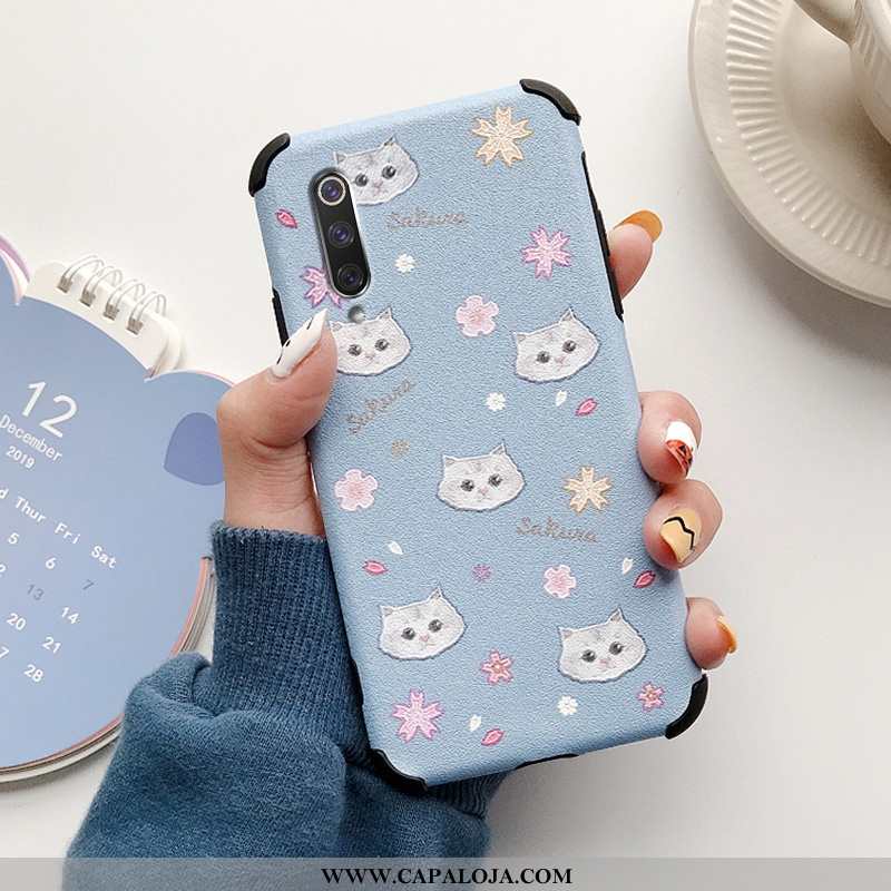 Capas Xiaomi Mi A3 Bonitos Florais Protetoras Antiqueda Azul, Capa Xiaomi Mi A3 Couro Baratos