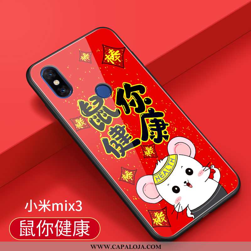 Capas Xiaomi Mi Mix 3 Vidro Slim Soft Criativas Vermelho, Capa Xiaomi Mi Mix 3 Personalizada Barato