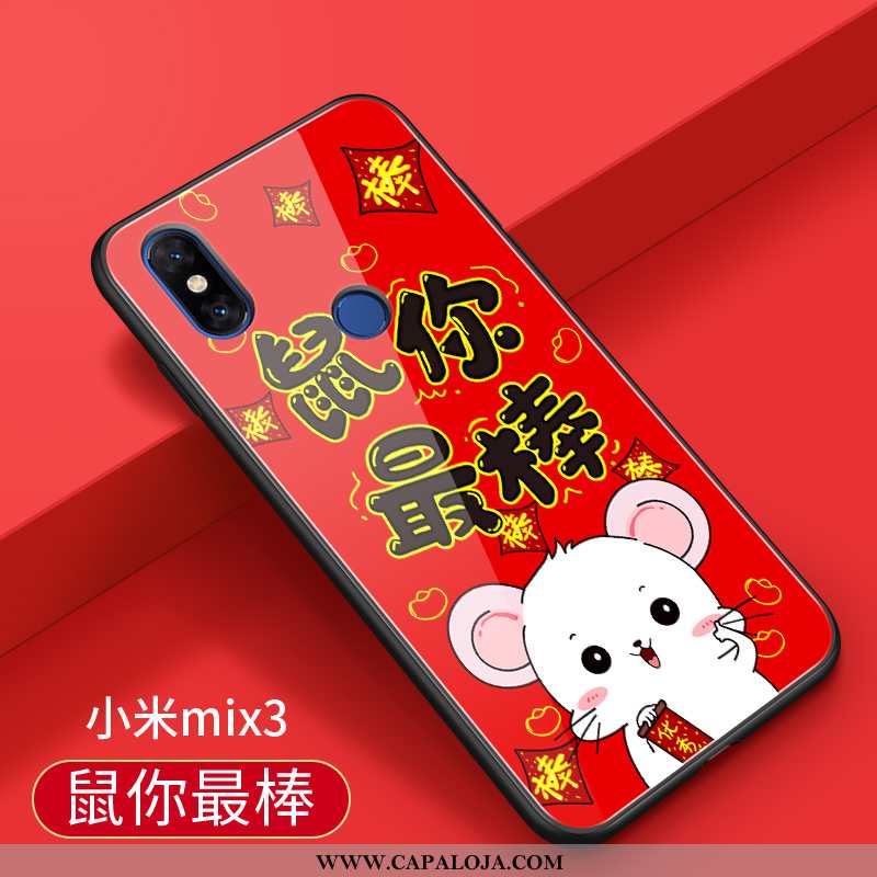 Capas Xiaomi Mi Mix 3 Vidro Slim Soft Criativas Vermelho, Capa Xiaomi Mi Mix 3 Personalizada Barato