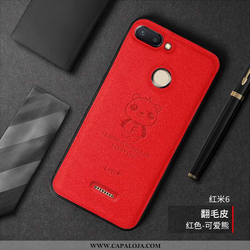 Capas Xiaomi Redmi 6 Desenho Animado Telemóvel Cases Pelucia Vermelho, Capa Xiaomi Redmi 6 Bonitos B