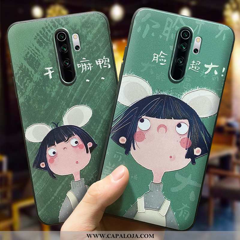 Capas Xiaomi Redmi 9 Desenho Animado Feminino Cases Coração Verde, Capa Xiaomi Redmi 9 Fofas Baratas