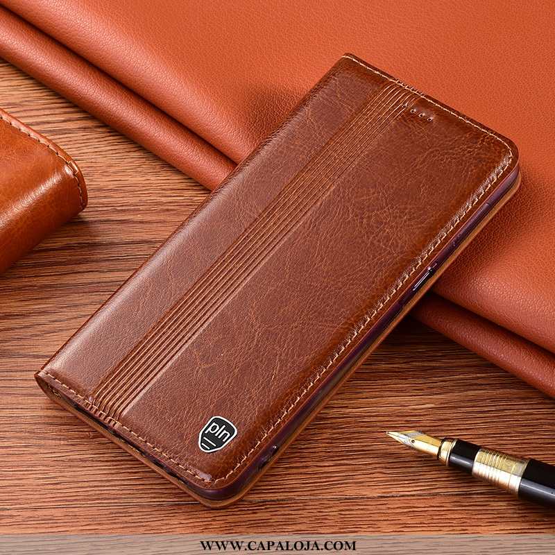 Capas Xiaomi Redmi 9a Couro Legitimo Pequena Vermelha Cover Preto, Capa Xiaomi Redmi 9a Protetoras P