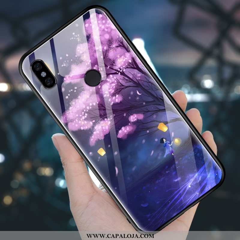 Capas Xiaomi Redmi Note 5 Vidro Criativas Personalizada Vermelha Roxo, Capa Xiaomi Redmi Note 5 Fosc