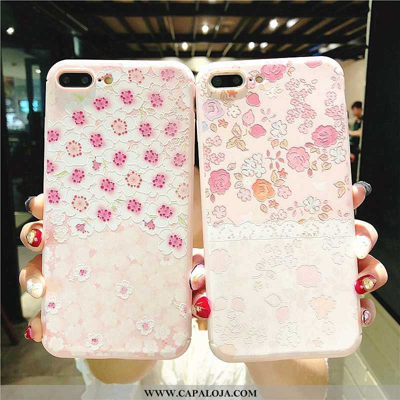 Capas iPhone 8 Plus Soft Rosa Telemóvel Floral, Capa iPhone 8 Plus Silicone Barato