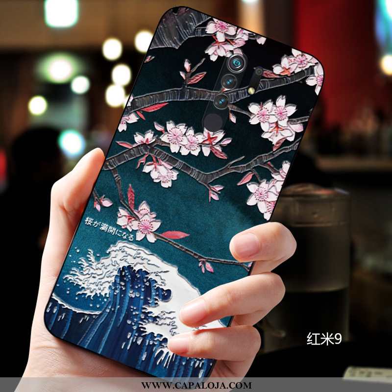 Capa Xiaomi Redmi 9 Criativas Malha Telinha Protetoras Azul, Capas Xiaomi Redmi 9 Slim Baratas