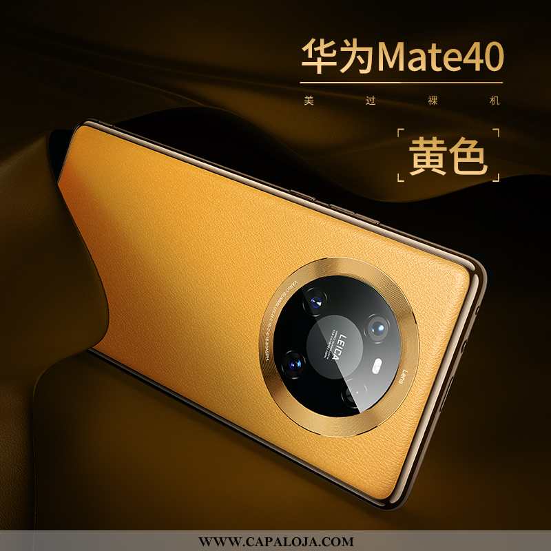 Capas Huawei Mate 40 Luxo Telemóvel Couro Legitimo Super Amarelo, Capa Huawei Mate 40 Criativas Prom