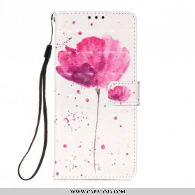 Capa Capa Flip Para Samsung Galaxy M12 / A12 Papoula Aquarela