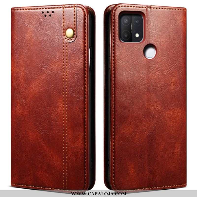 Capa De Celular Para Oppo A15 Flip Couro Sintético Encerado