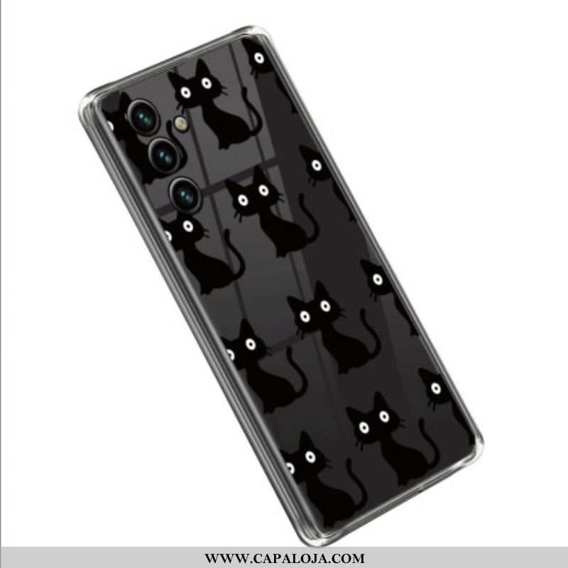 Capa De Celular Para Samsung Galaxy A14 / A14 5G Gatos Pretos Sem Costura