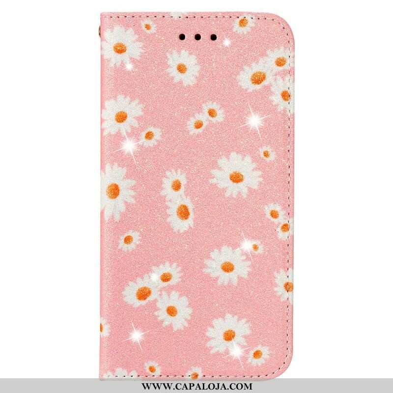 Capa De Celular Para Samsung Galaxy A51 5G Flip Margaridas De Couro Falso