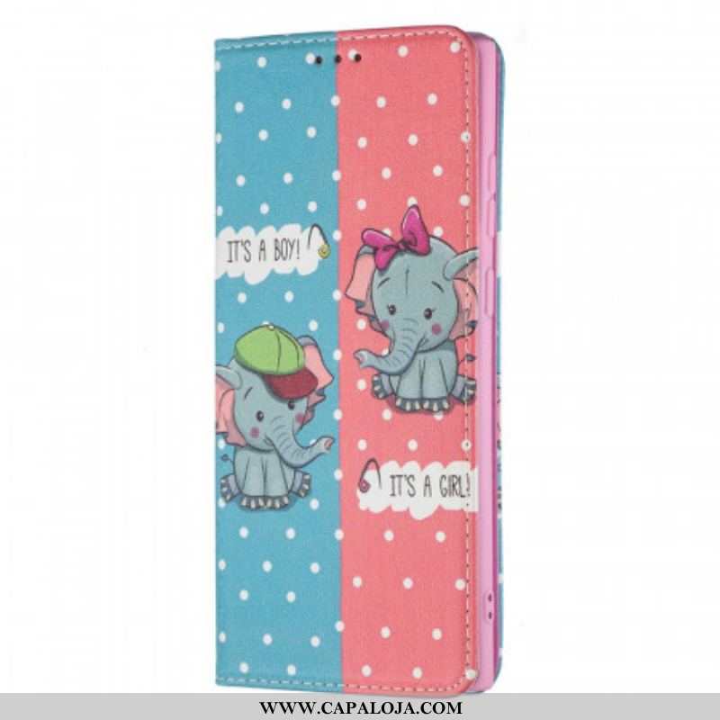 Capa De Celular Para Samsung Galaxy S22 Ultra 5G Flip Bebês Elefantes