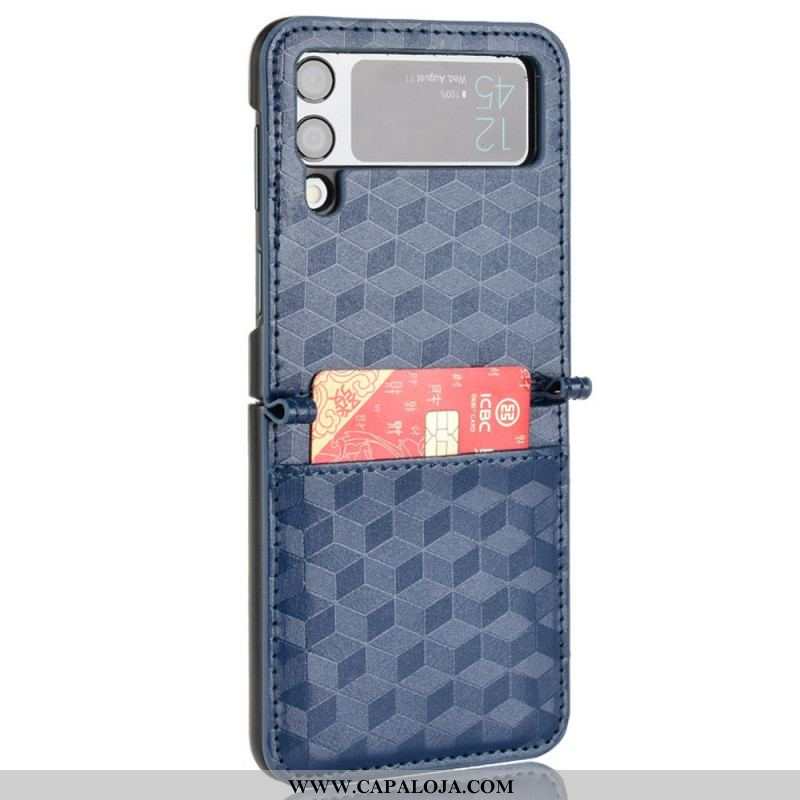 Capa De Celular Para Samsung Galaxy Z Flip 3 5G De Couro Titular De Cartão De Design 3d