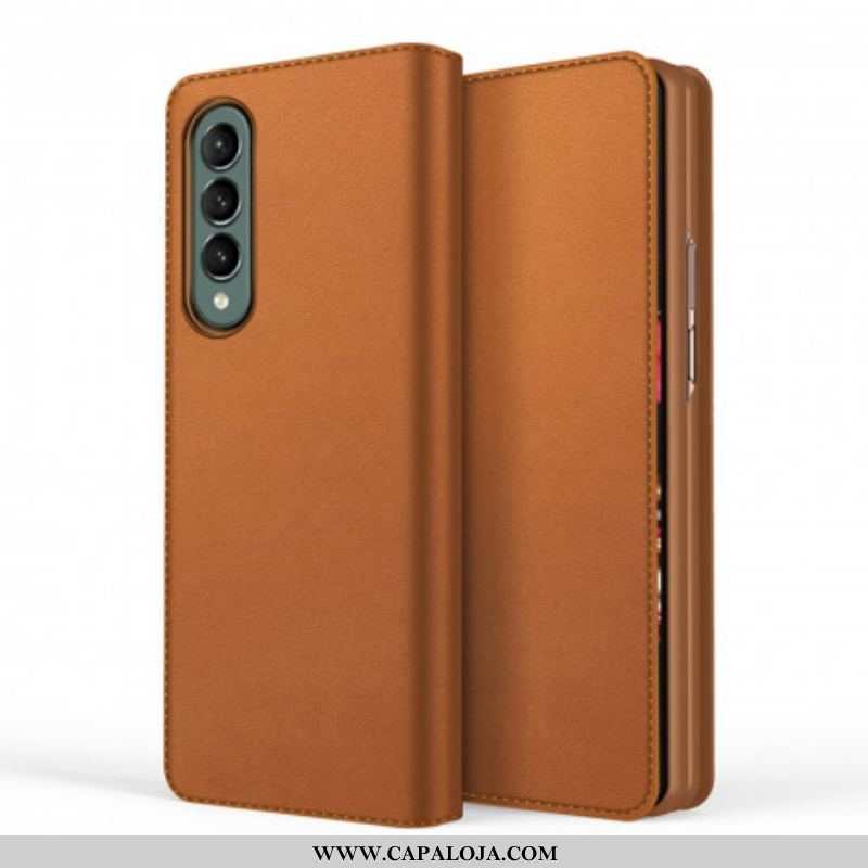 Capa De Celular Para Samsung Galaxy Z Fold 3 5G Flip Couro Rachado Com Toque De Pele