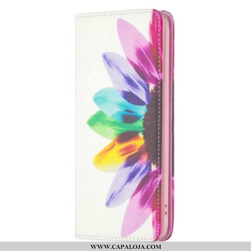 Capa De Celular Para iPhone 14 Pro Max Flip Flor Aquarela
