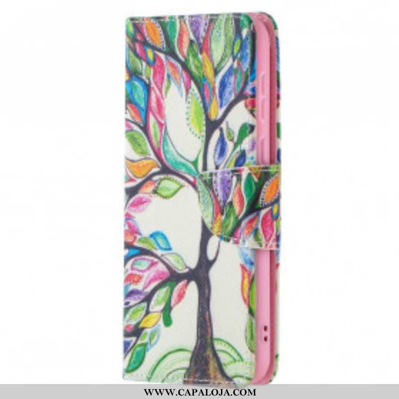 Capa De Couro Para Huawei P50 Árvore Colorida