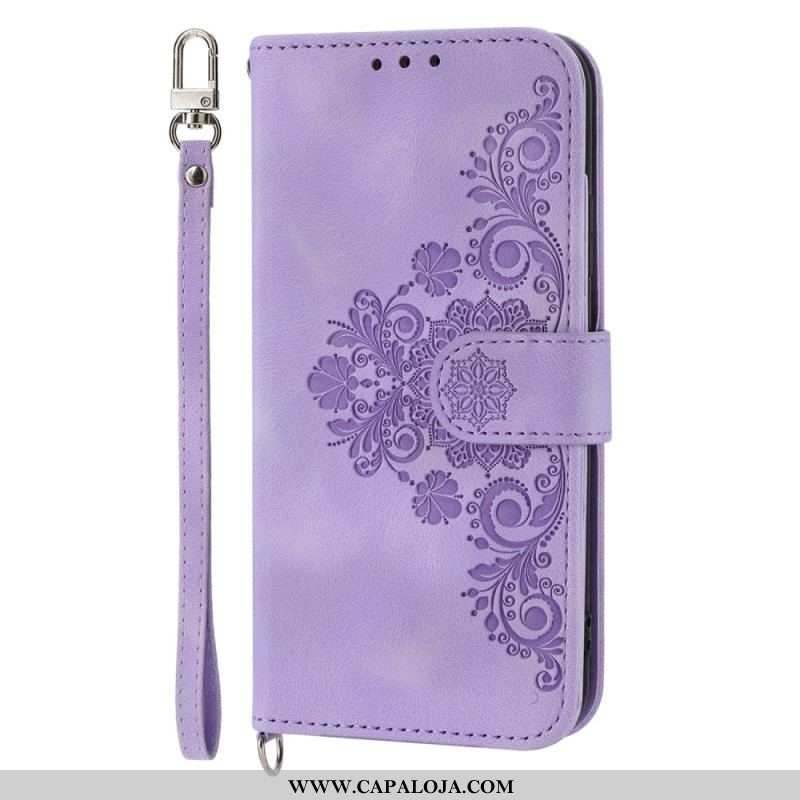 Capa De Couro Para Huawei P60 Pro Renda E Alça De Ombro