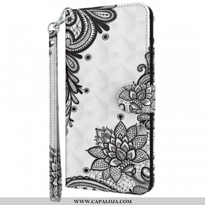 Capa De Couro Para Moto E40 / E30 / E20 Renda Chique