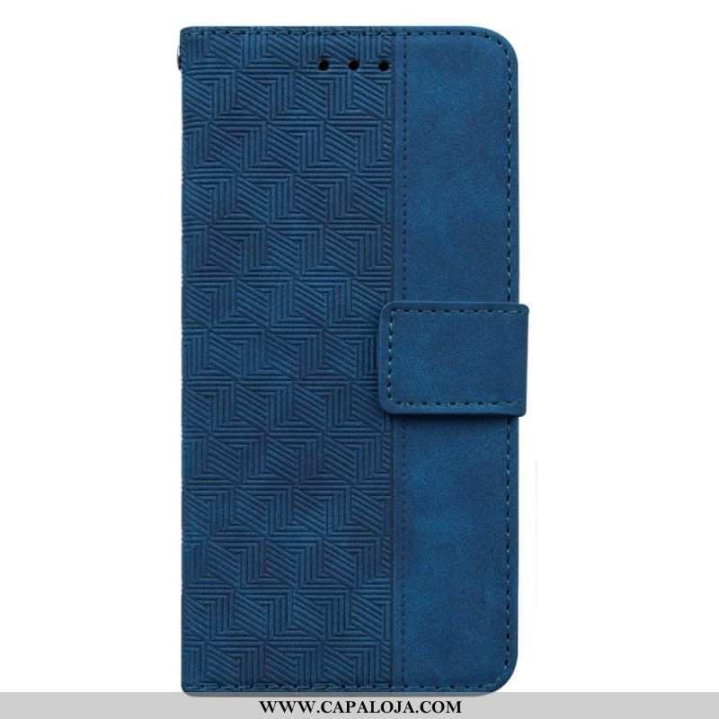 Capa De Couro Para Moto G73 5G De Cordão Padrão De Tiras