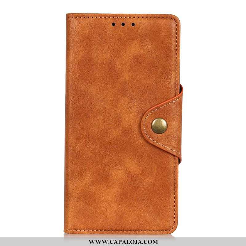 Capa De Couro Para Samsung Galaxy M32 Botão De Couro Falso