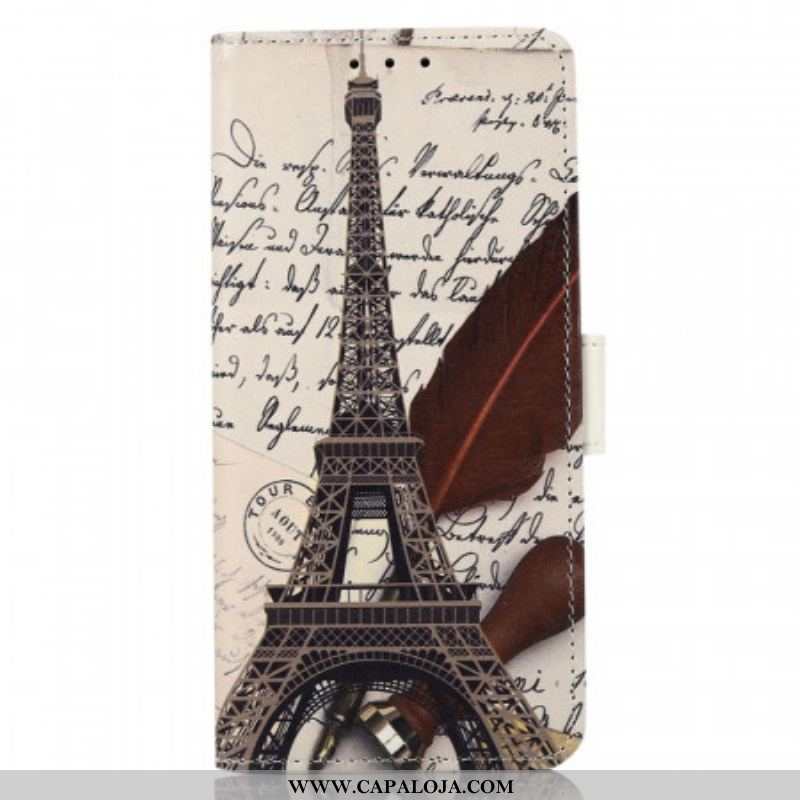 Capa De Couro Para Samsung Galaxy M53 5G Poética Torre Eiffel