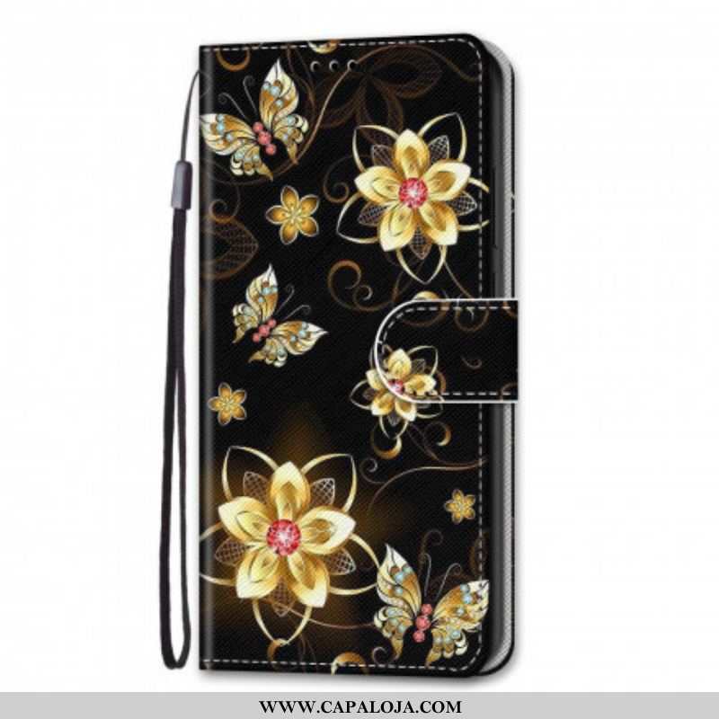 Capa De Couro Para Samsung Galaxy S21 Ultra 5G Flores Mágicas