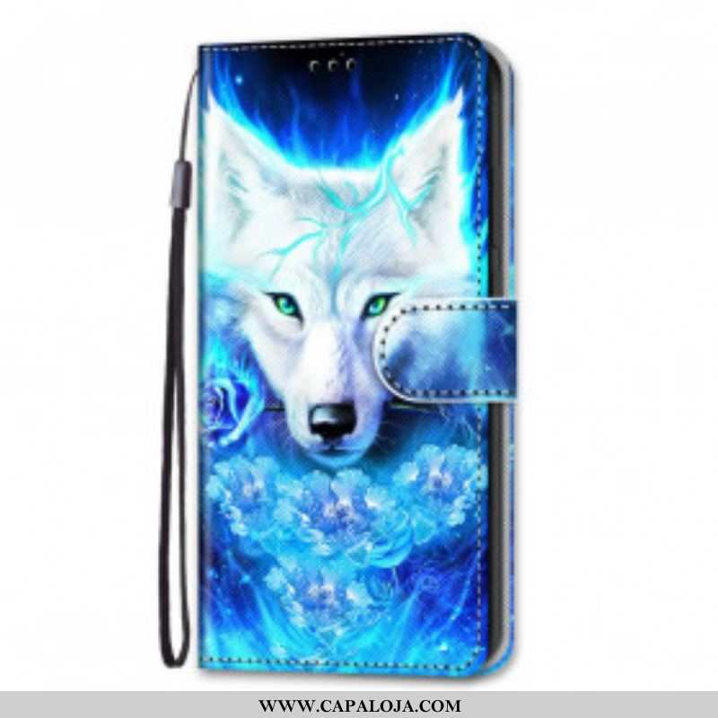 Capa De Couro Para Samsung Galaxy S21 Ultra 5G Lobo Mágico