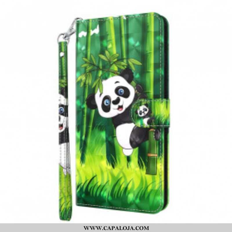 Capa De Couro Para Samsung Galaxy S21 Ultra 5G Panda E Bambu