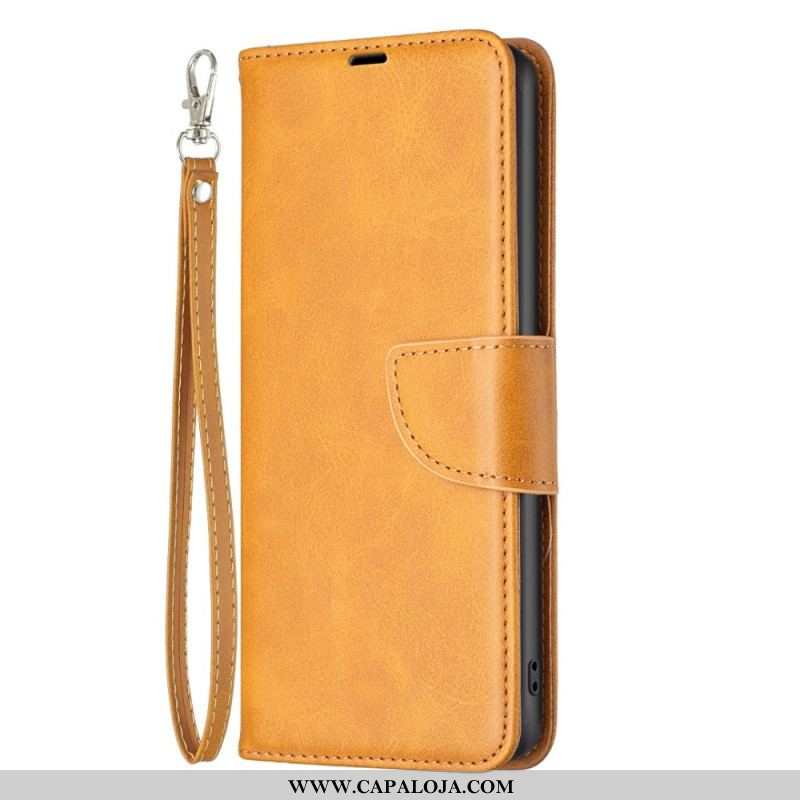 Capa De Couro Para Samsung Galaxy S23 5G Fecho Oblíquo