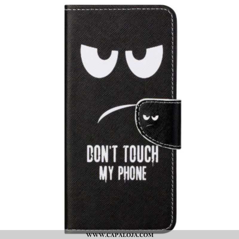 Capa De Couro Para Samsung Galaxy S23 5G Não Toque No Meu Telefone