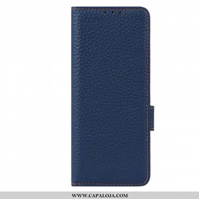 Capa De Couro Para Samsung Galaxy Z Fold 3 5G Couro Lichia Genuíno