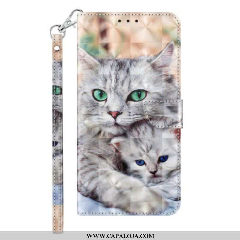 Capa De Couro Para Sony Xperia 1 IV Família De Gatos