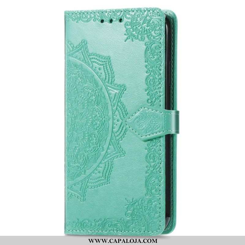 Capa De Couro Para Sony Xperia 1 IV Mandala Sol Com Cordão