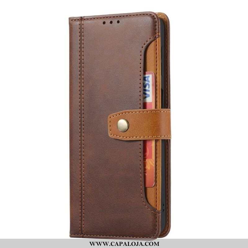 Capa De Couro Para Xiaomi Redmi Note 10 / 10S Titular De Cartão Frontal E Alça
