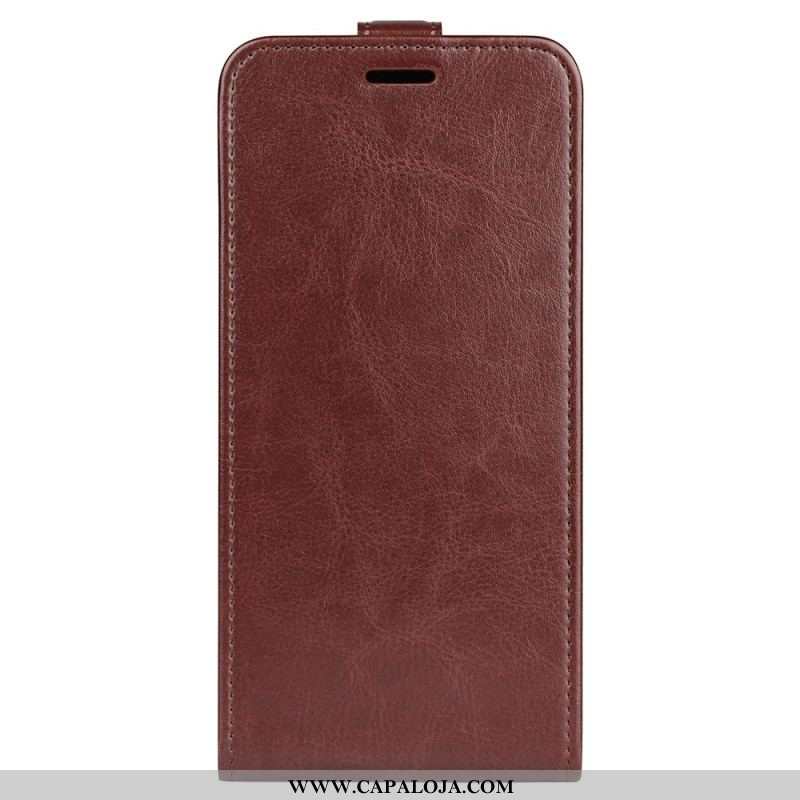 Capa De Couro Para iPhone 14 Pro Max Flip Efeito De Couro Com Aba Vertical