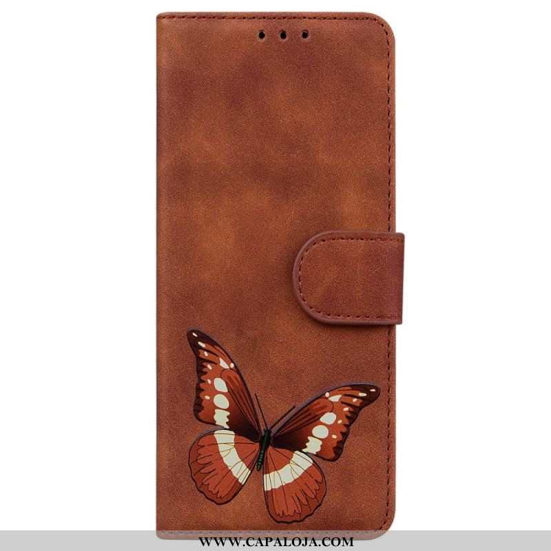 Capa Em Pele Para OnePlus Nord 2T 5G Padrão Borboleta