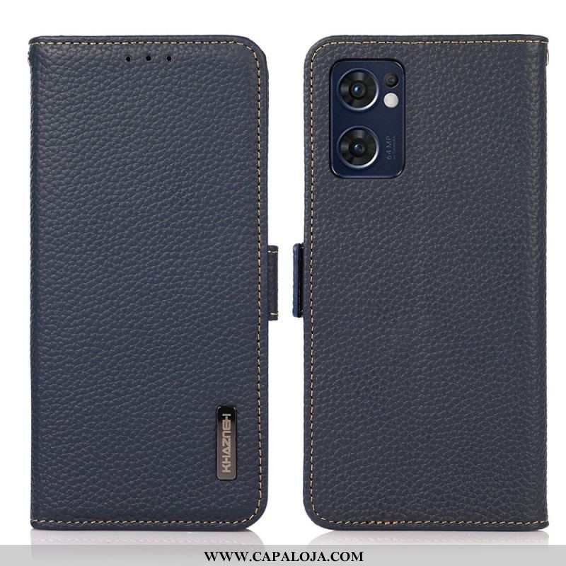 Capa Em Pele Para Oppo Find X5 Lite Couro De Lichia Khazneh Rfid
