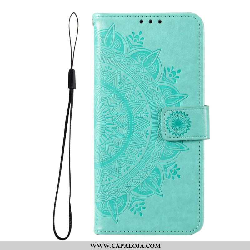 Capa Em Pele Para Samsung Galaxy A13 5G / A04s Mandala Do Sol