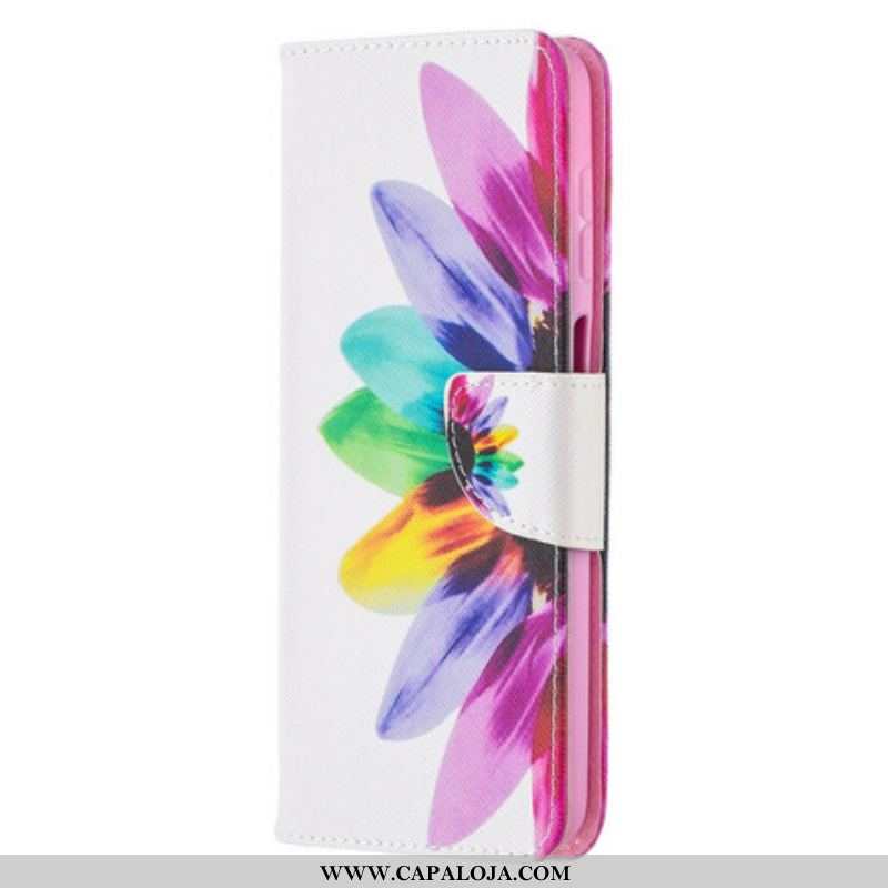 Capa Em Pele Para Samsung Galaxy M12 / A12 Flor Aquarela