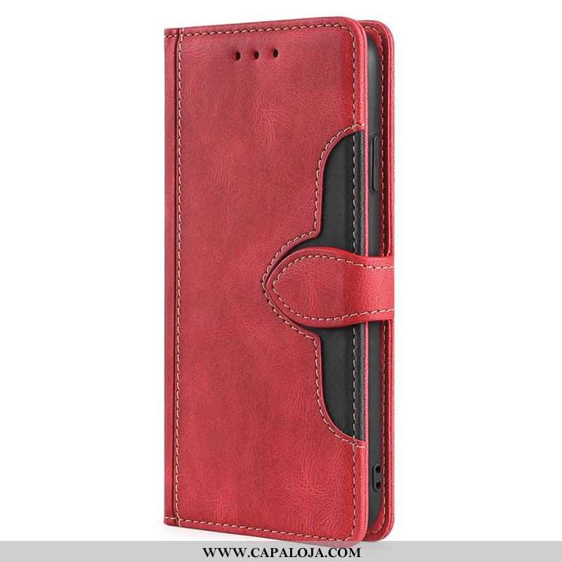 Capa Em Pele Para Samsung Galaxy M32 Couro Sintético Bicolor Estiloso