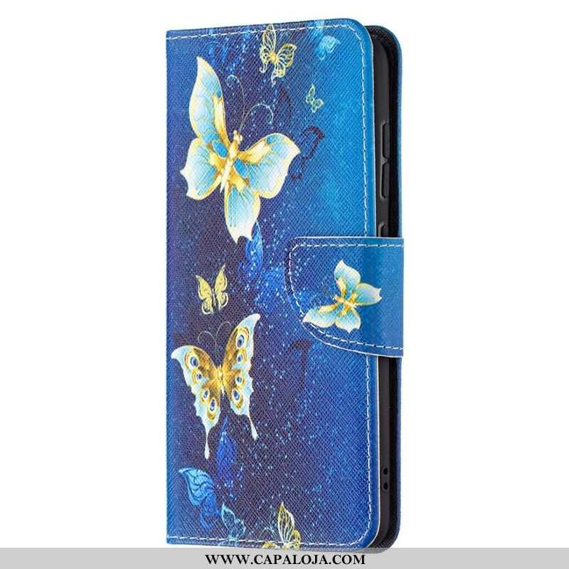 Capa Em Pele Para Samsung Galaxy S21 FE Borboletas Reis